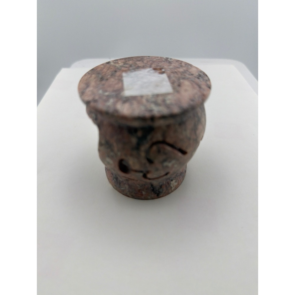 Pink Soapstone Oil Burner Tea Light Holder Moon Star Carved Stone - Picture 4 of 6